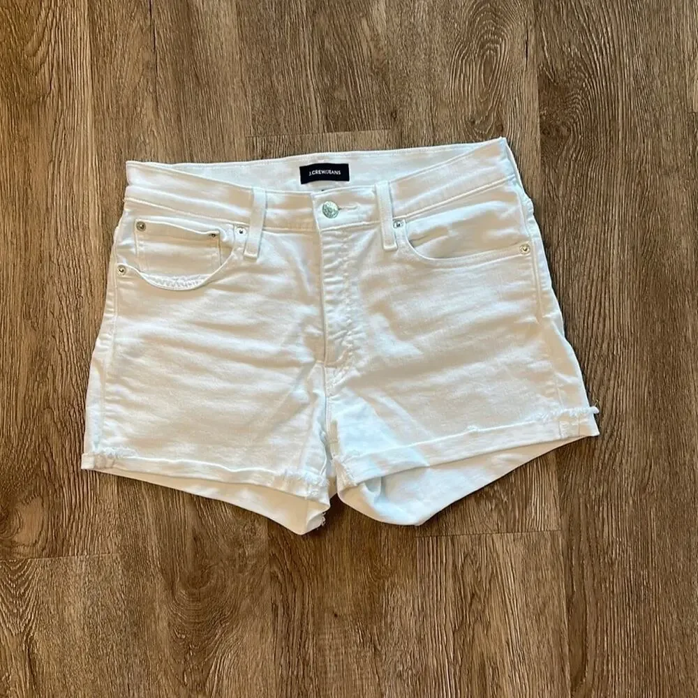 J.Crew Cuffed Denim Shorts White Size 27 Raw Hem